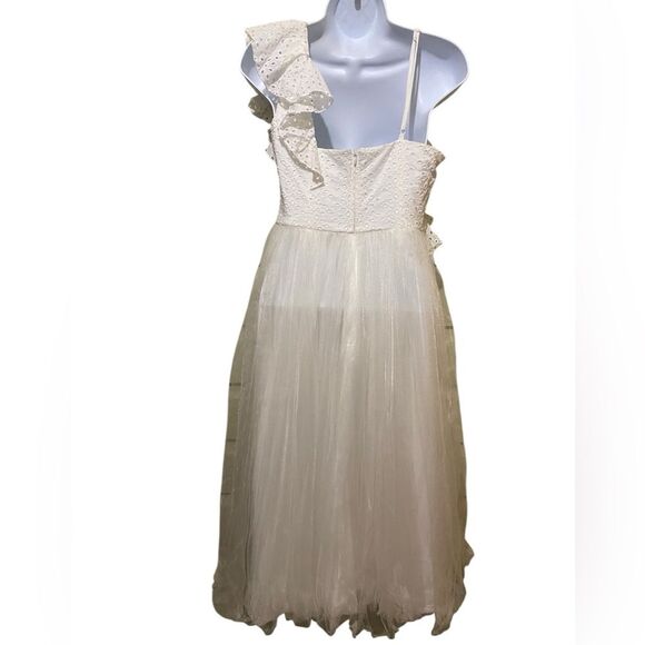 NWT Full Tulle Skirt Eyelet Lace Babydoll Top Flutter Sleeve Shimmering Skirt - Picture 7 of 11